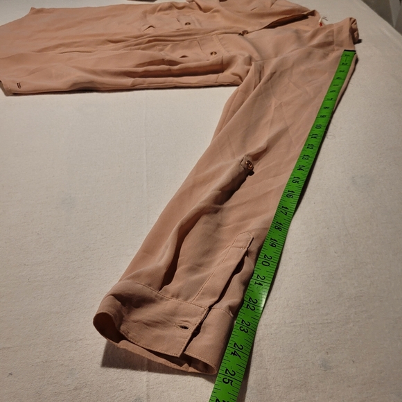 NWT Guess Blush Pink Zip Front Semi Sheer Long Sleeve Blouse Large - Picture 11 of 12